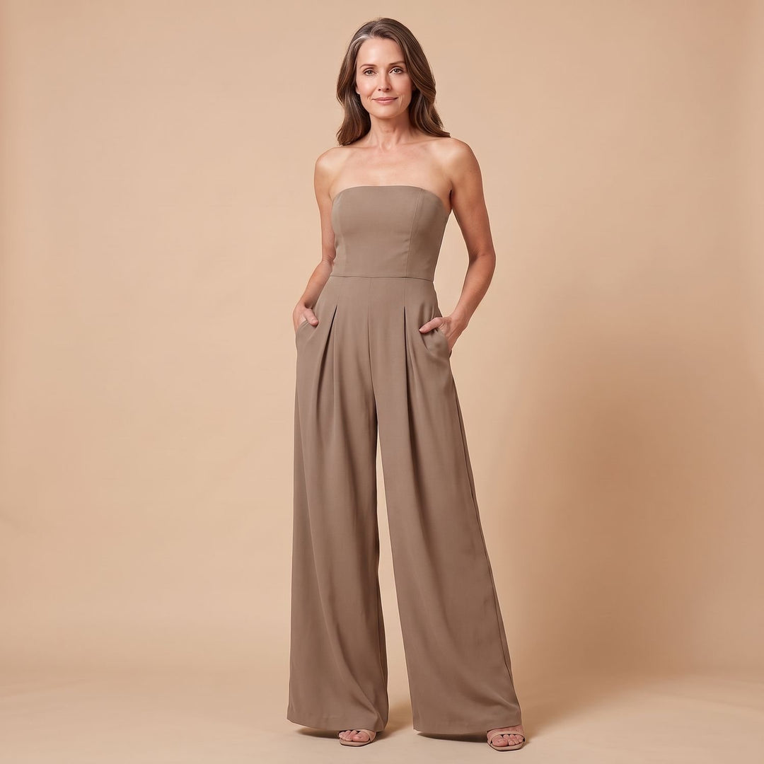 Women's Strapless Wide-Leg Elegant Jumpsuit