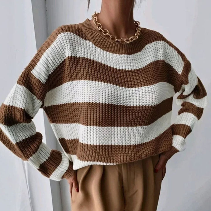 Women's Striped Crewneck Relaxed-Fit Knit Sweater