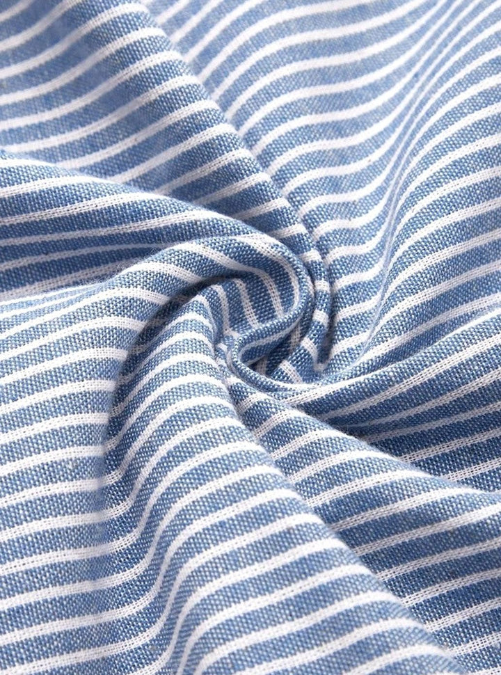 Women's Striped Midi Occasion Dress A-Line Short Sleeve Pockets