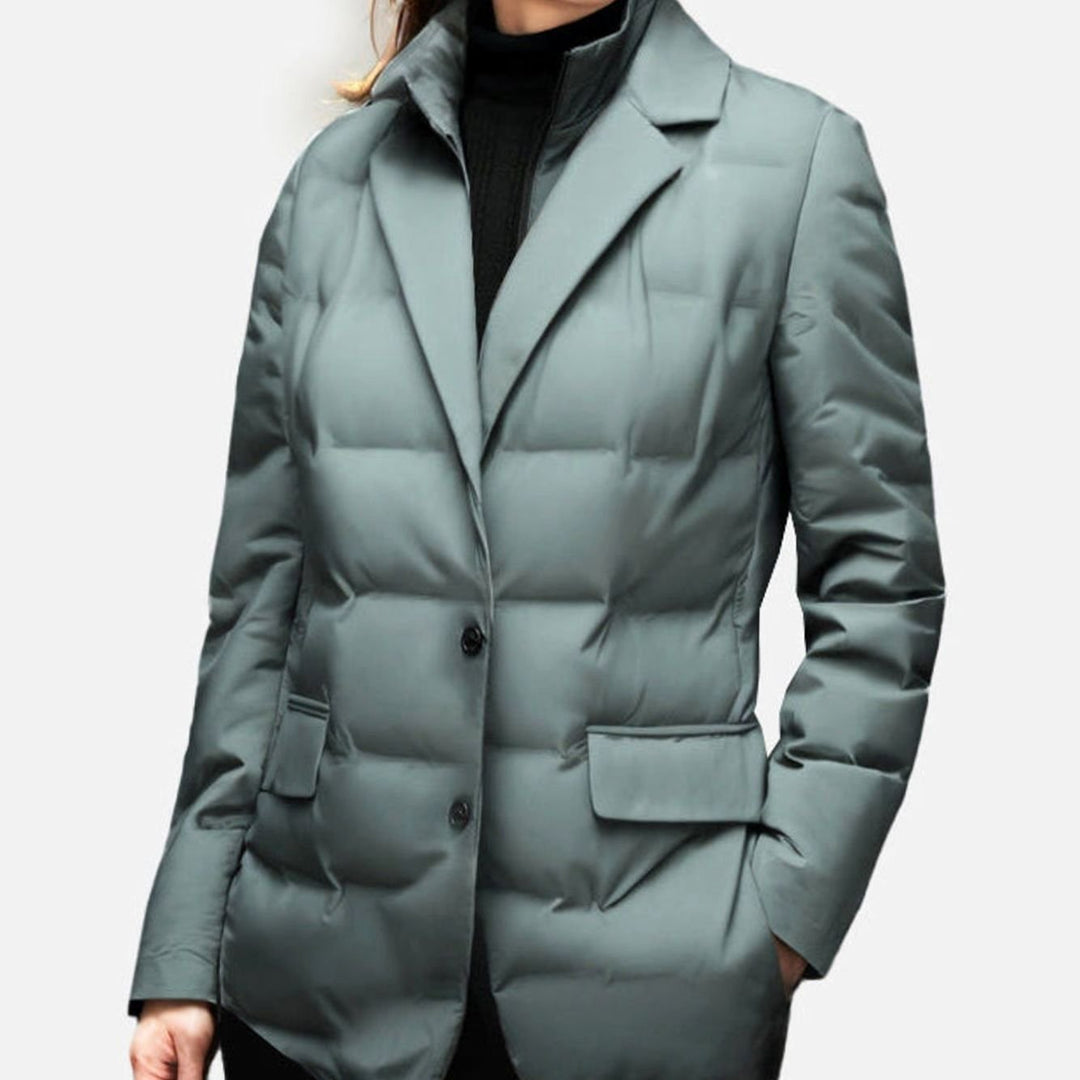 Women's Structured Puffer Blazer-Style Winter Jacket