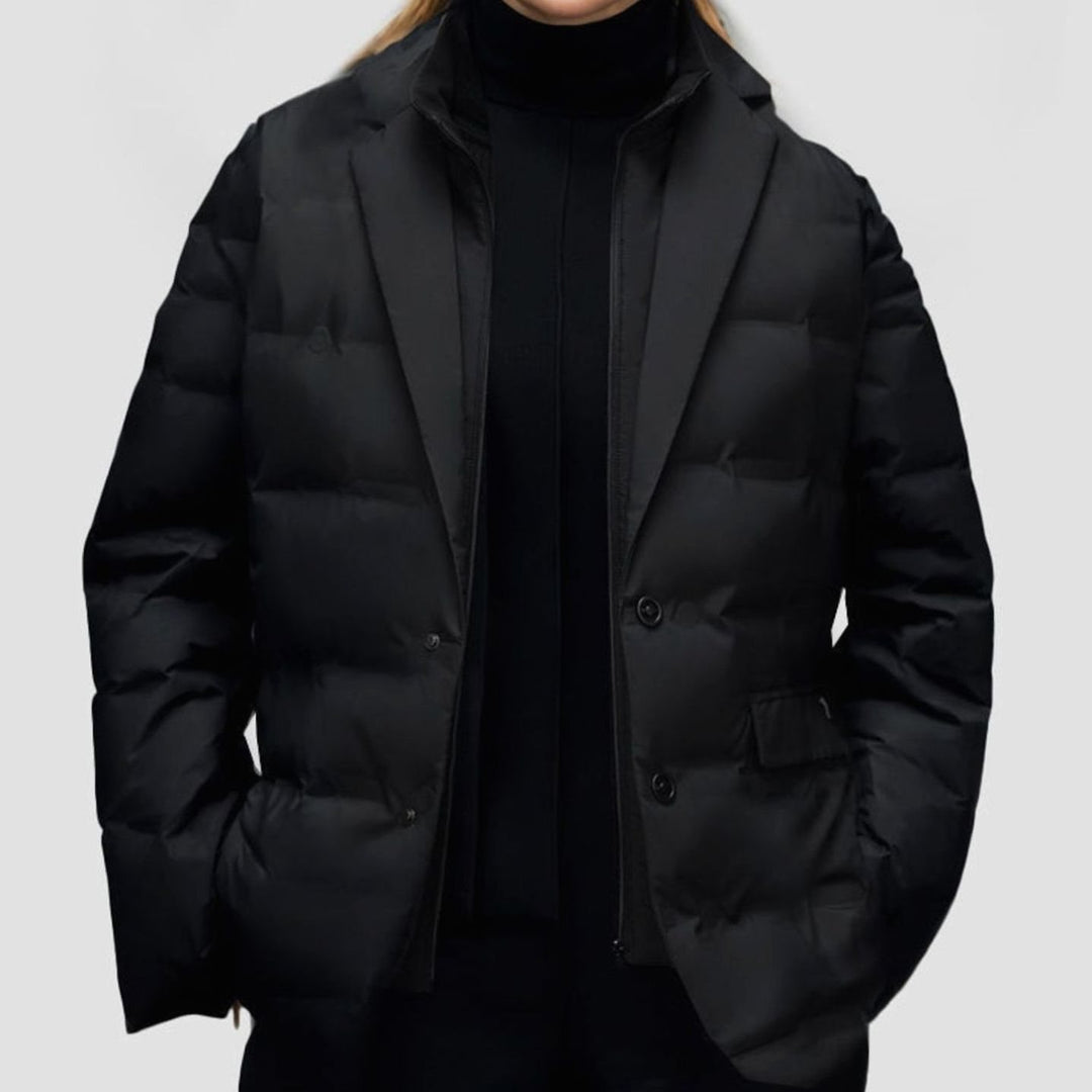 Women's Structured Puffer Blazer-Style Winter Jacket