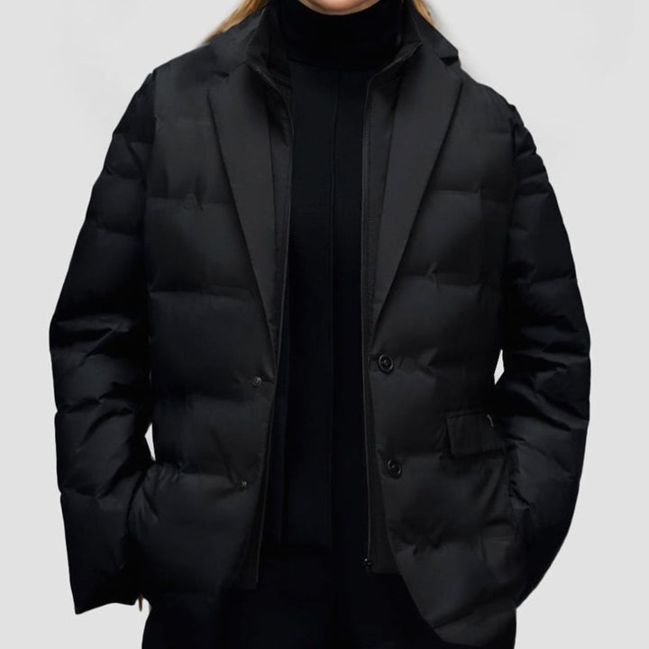 Women's Structured Puffer Blazer-Style Winter Jacket