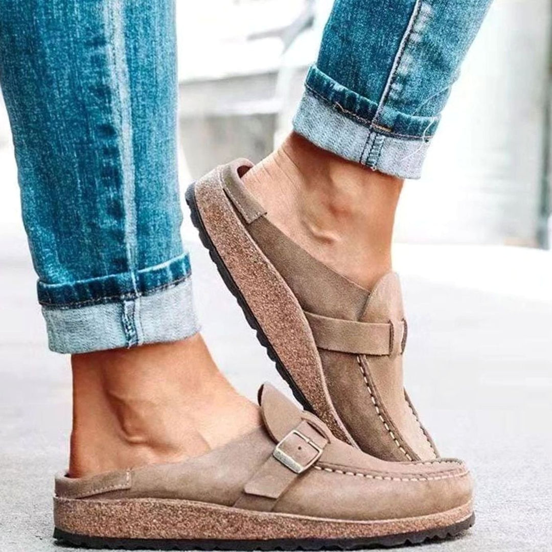 Women's Suede Buckle Accent Slip-On Loafers