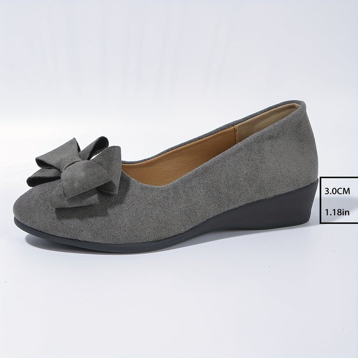 Women's Suede-Effect Bow-Detail Slip-On Ballet Flats