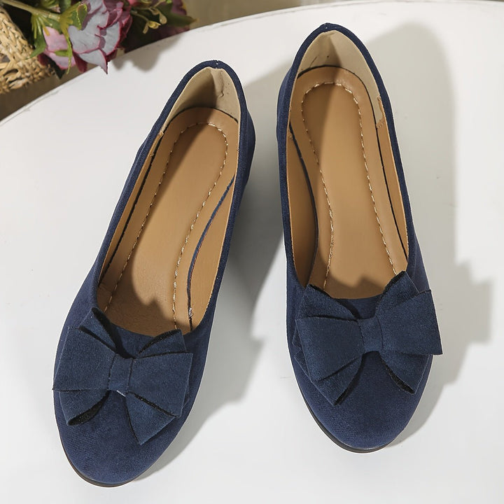 Women's Suede-Effect Bow-Detail Slip-On Ballet Flats