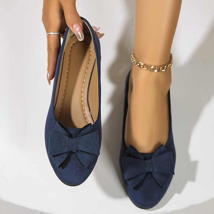 Women's Suede-Effect Bow-Detail Slip-On Ballet Flats