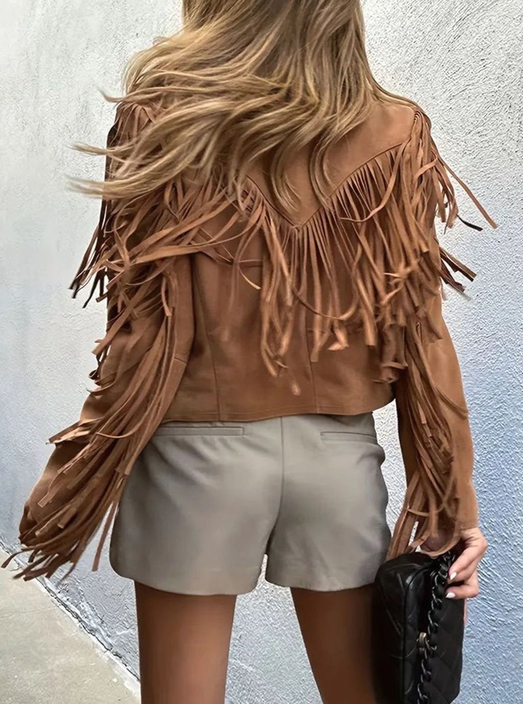 Women's Suede Fringe Boho Short Jacket