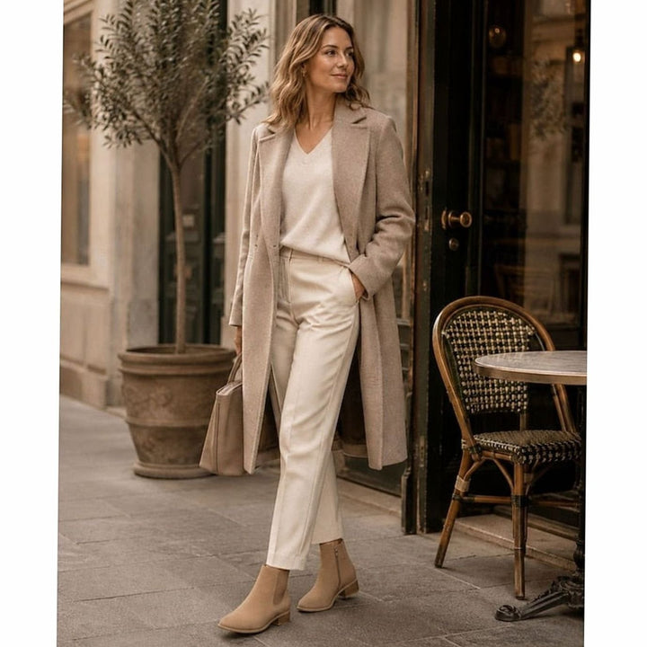 Women's Suede Pointed-Toe Block Heel Ankle Booties
