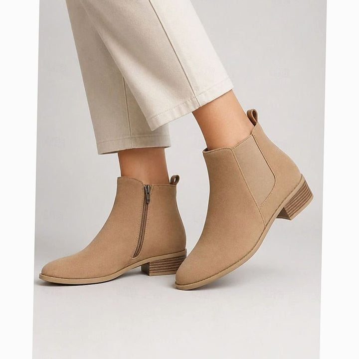Women's Suede Pointed-Toe Block Heel Ankle Booties
