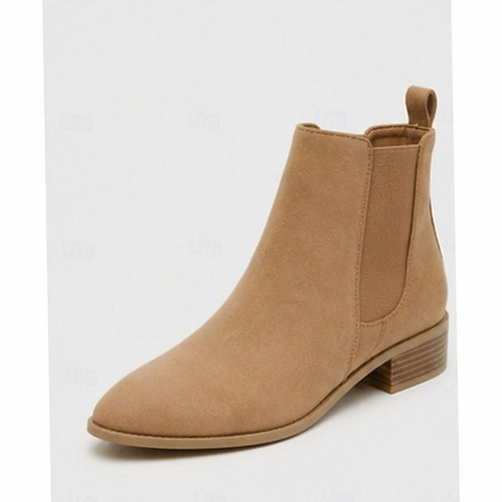 Women's Suede Pointed-Toe Block Heel Ankle Booties