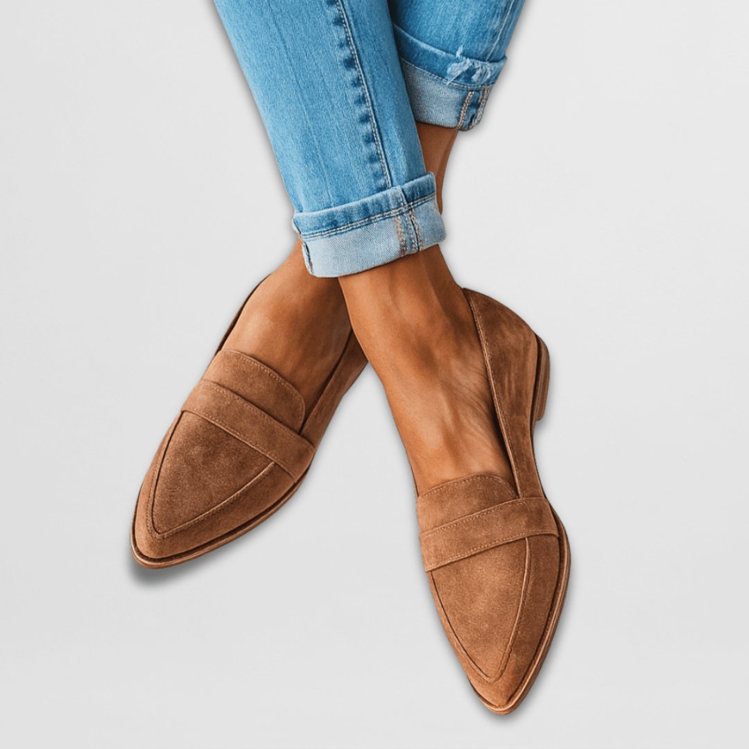 Women's Suede Pointed-Toe Slip-On Orthopedic Loafers - Bruin