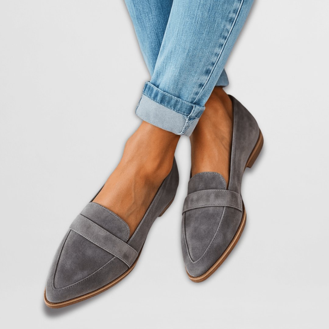 Women's Suede Pointed-Toe Slip-On Orthopedic Loafers - Grijs