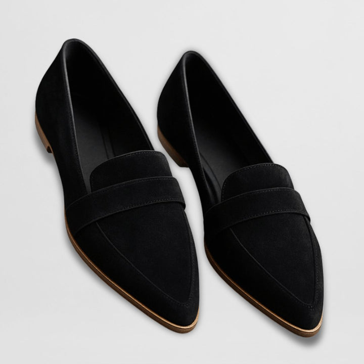 Women's Suede Pointed-Toe Slip-On Orthopedic Loafers - Zwart