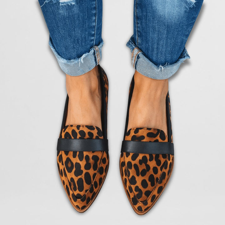 Women's Suede Pointed-Toe Slip-On Orthopedic Loafers - Luipaard