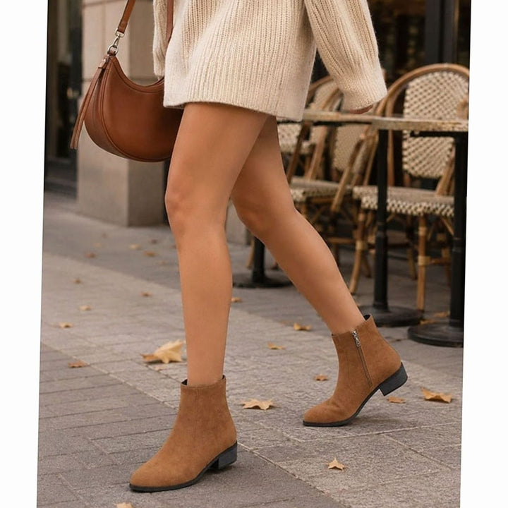 Women's Suede Side-Zip Block Heel Ankle Boots