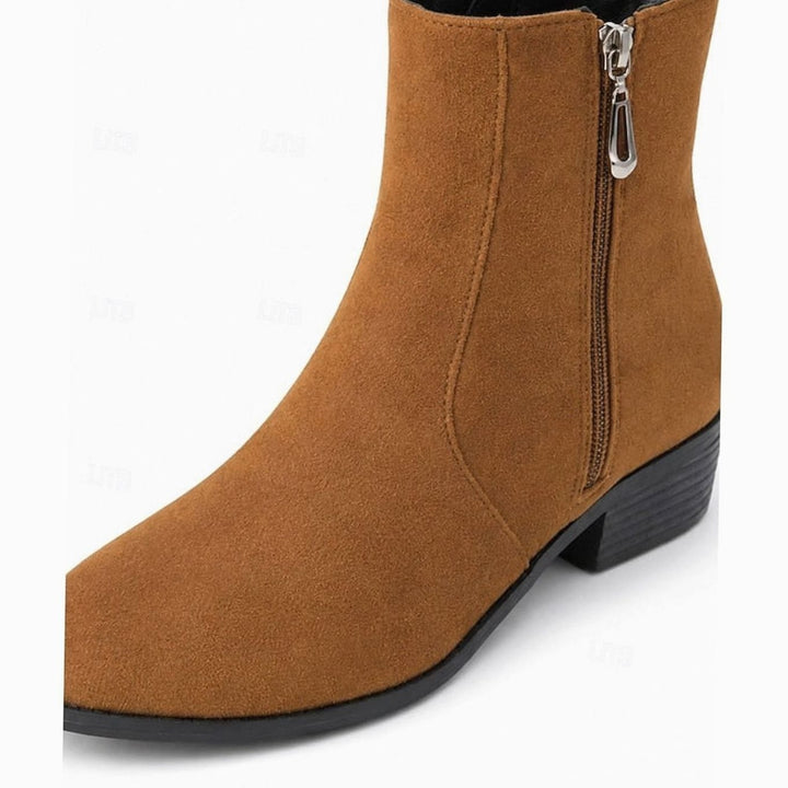 Women's Suede Side-Zip Block Heel Ankle Boots