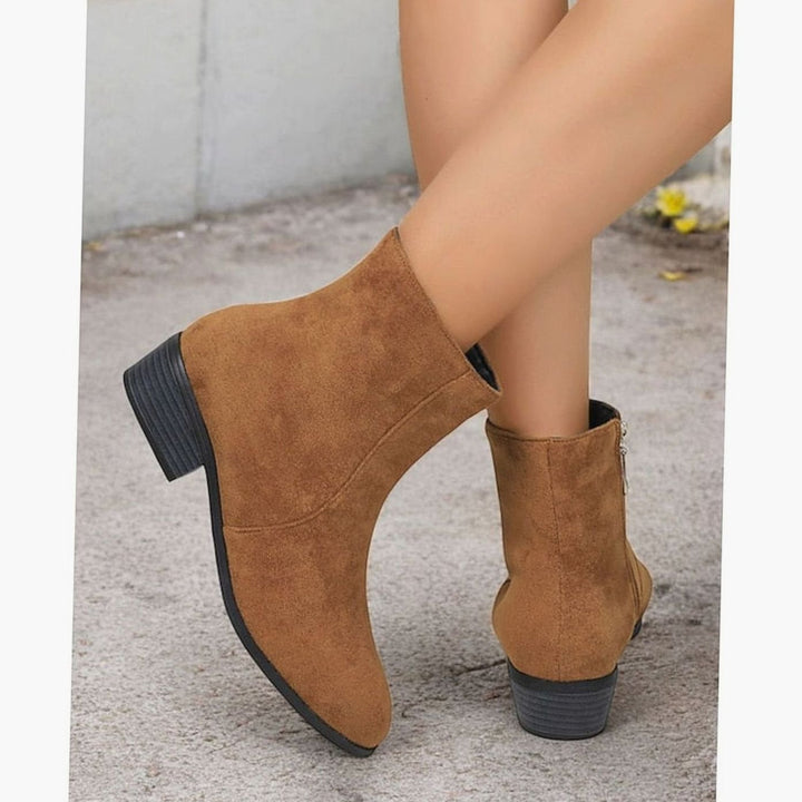 Women's Suede Side-Zip Block Heel Ankle Boots