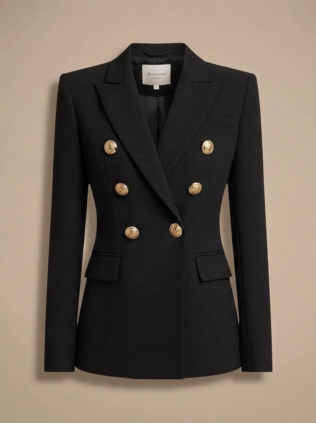 Women's Tailored Double-Breasted Gold-Button Blazer