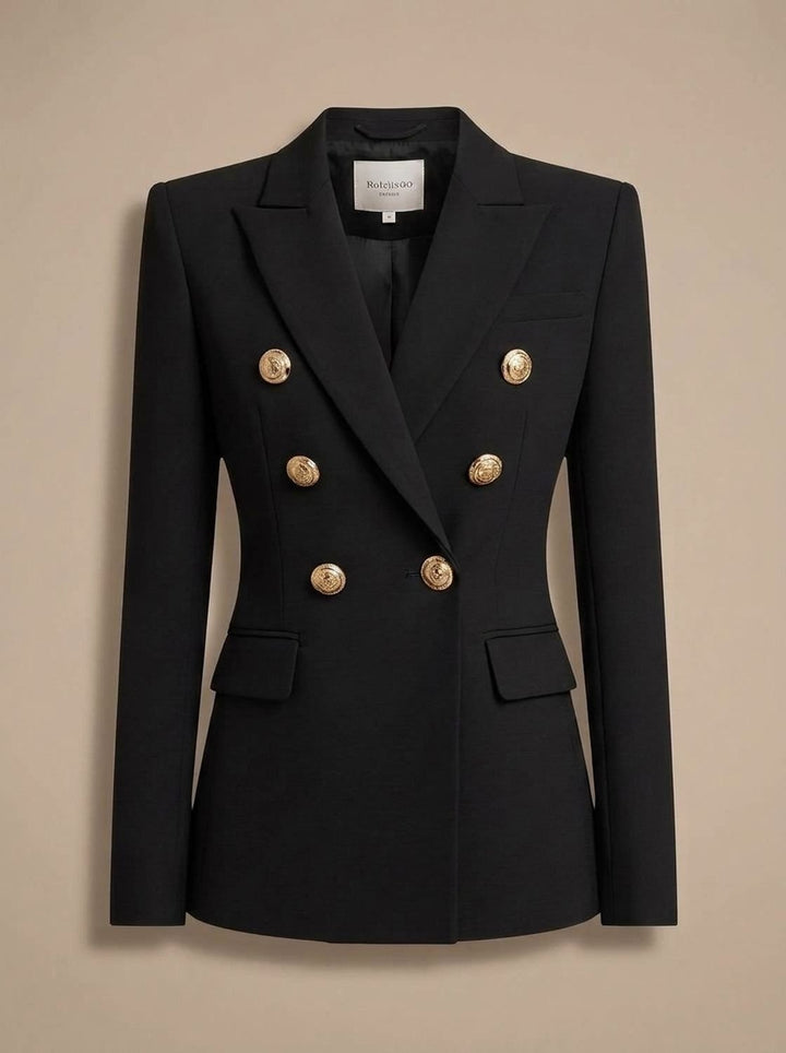 Women's Tailored Double-Breasted Gold-Button Blazer