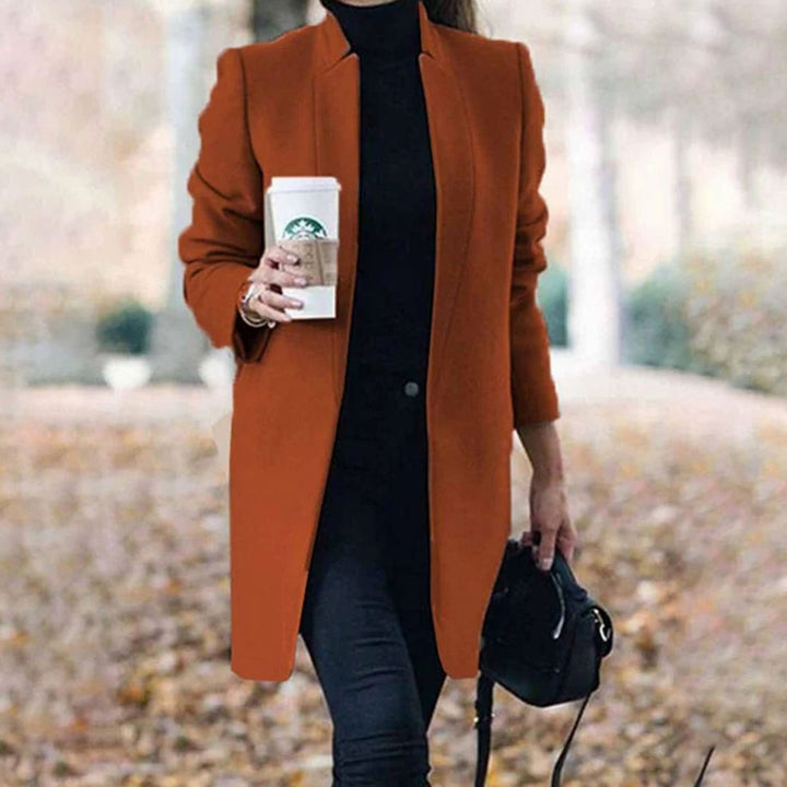 Women's Tailored Lapel Long Winter Coat Classic Structured Outerwear - Camel