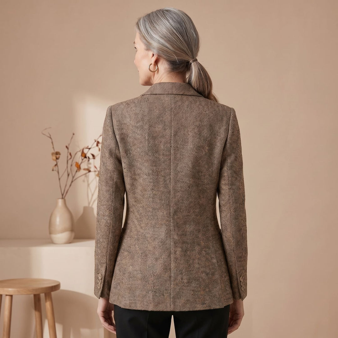 Women's Tailored Single-Button Wool Blend Notch Lapel Blazer