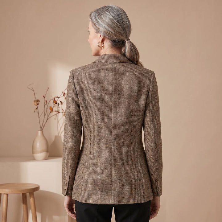 Women's Tailored Single-Button Wool Blend Notch Lapel Blazer