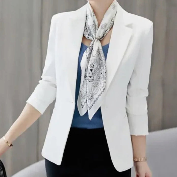 Women's Tailored Slim-Fit Single-Button Office Blazer - White
