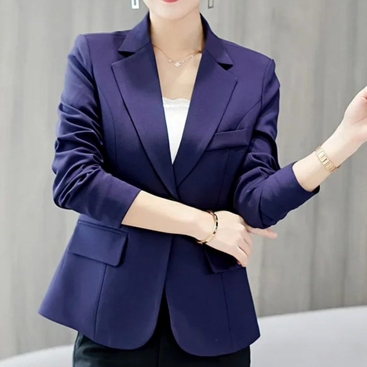 Women's Tailored Slim-Fit Single-Button Office Blazer - Navy Blue
