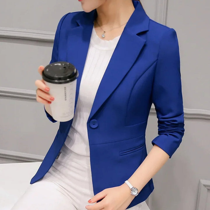 Women's Tailored Slim-Fit Single-Button Office Blazer - Blue