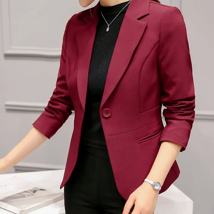 Women's Tailored Slim-Fit Single-Button Office Blazer - Red
