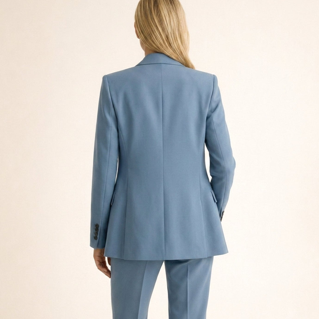 Women's Tailored Wide-Leg Flare Pant Blazer Two-Piece Suit
