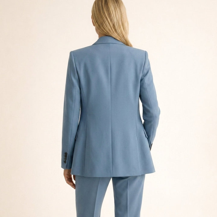 Women's Tailored Wide-Leg Flare Pant Blazer Two-Piece Suit