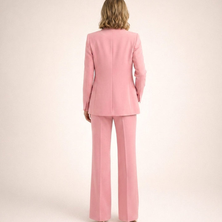 Women's Tailored Wide-Leg Flare Pant Blazer Two-Piece Suit