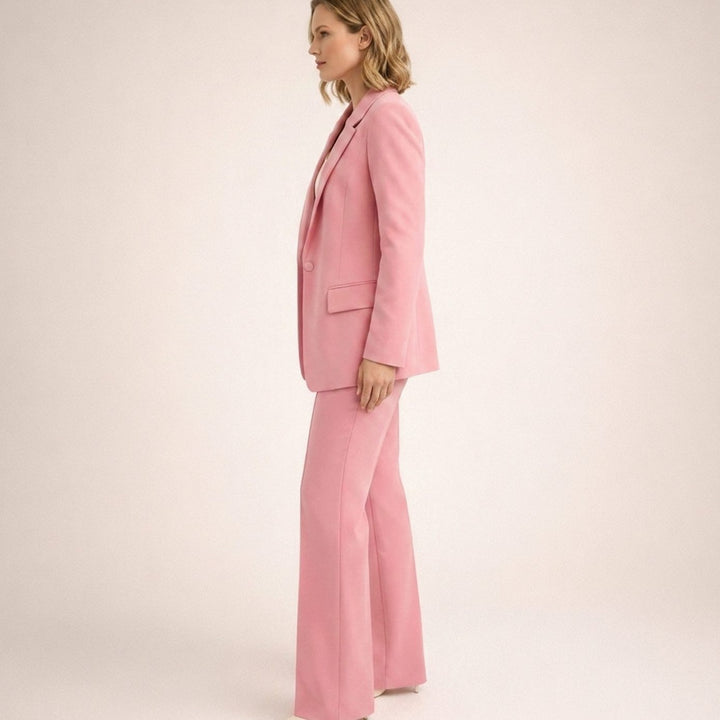 Women's Tailored Wide-Leg Flare Pant Blazer Two-Piece Suit