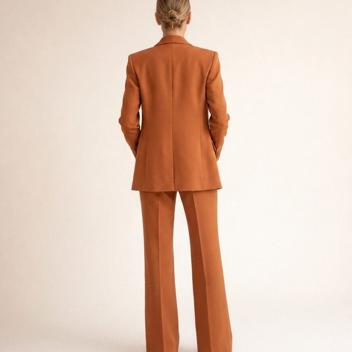 Women's Tailored Wide-Leg Flare Pant Blazer Two-Piece Suit