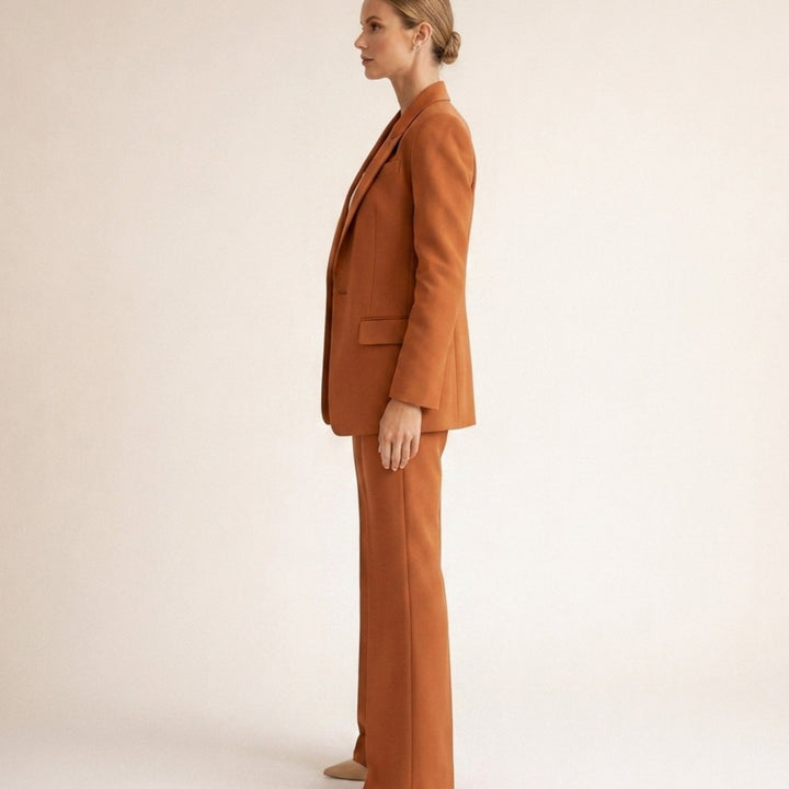 Women's Tailored Wide-Leg Flare Pant Blazer Two-Piece Suit