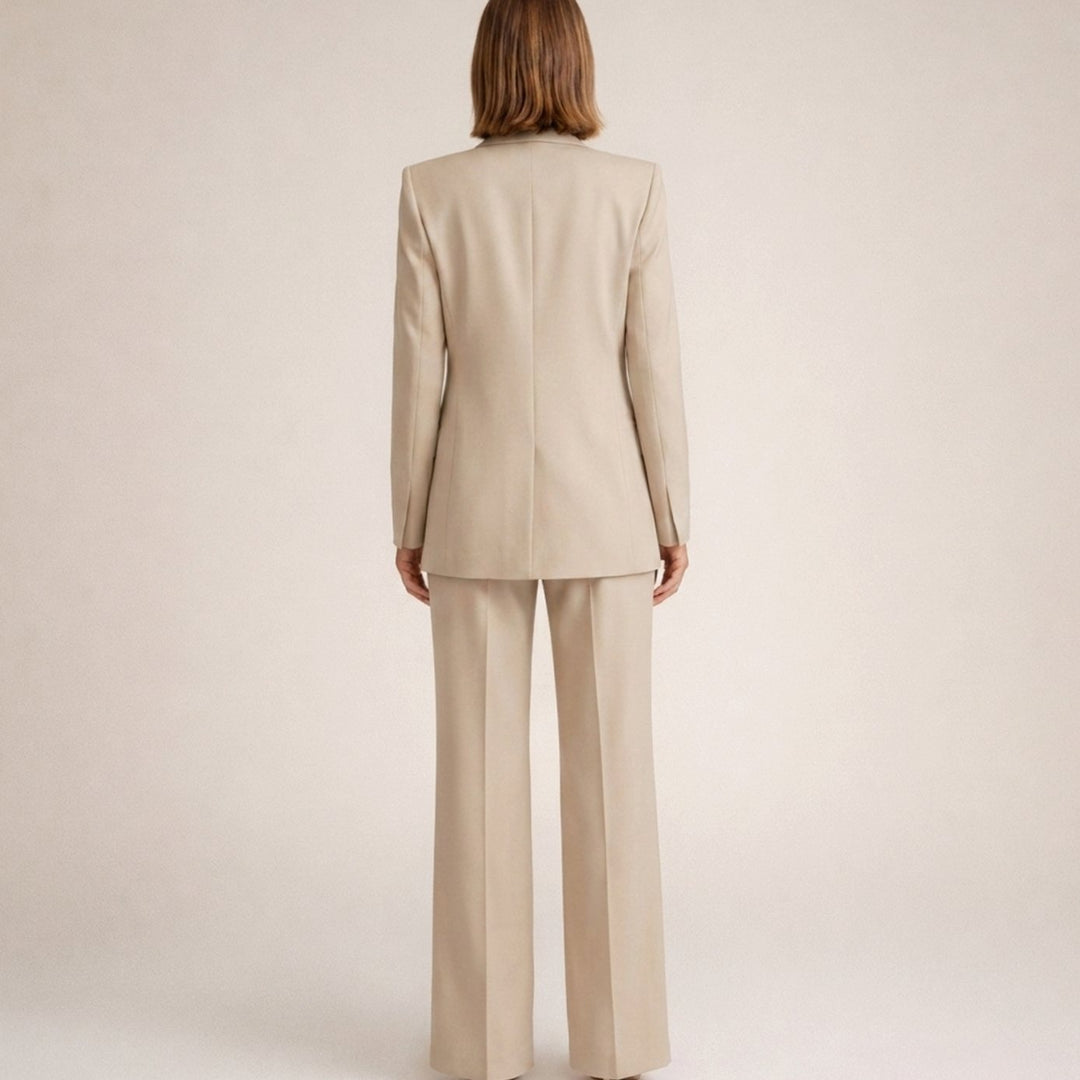 Women's Tailored Wide-Leg Flare Pant Blazer Two-Piece Suit