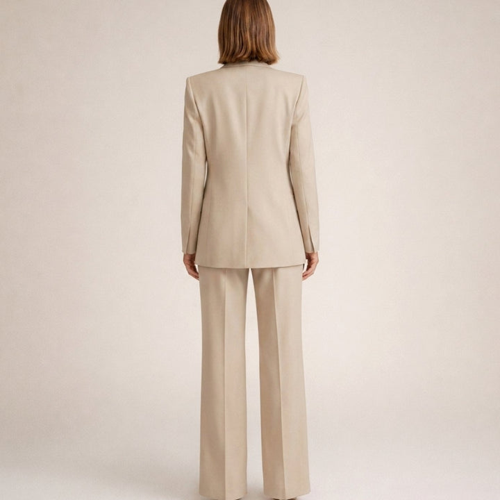 Women's Tailored Wide-Leg Flare Pant Blazer Two-Piece Suit