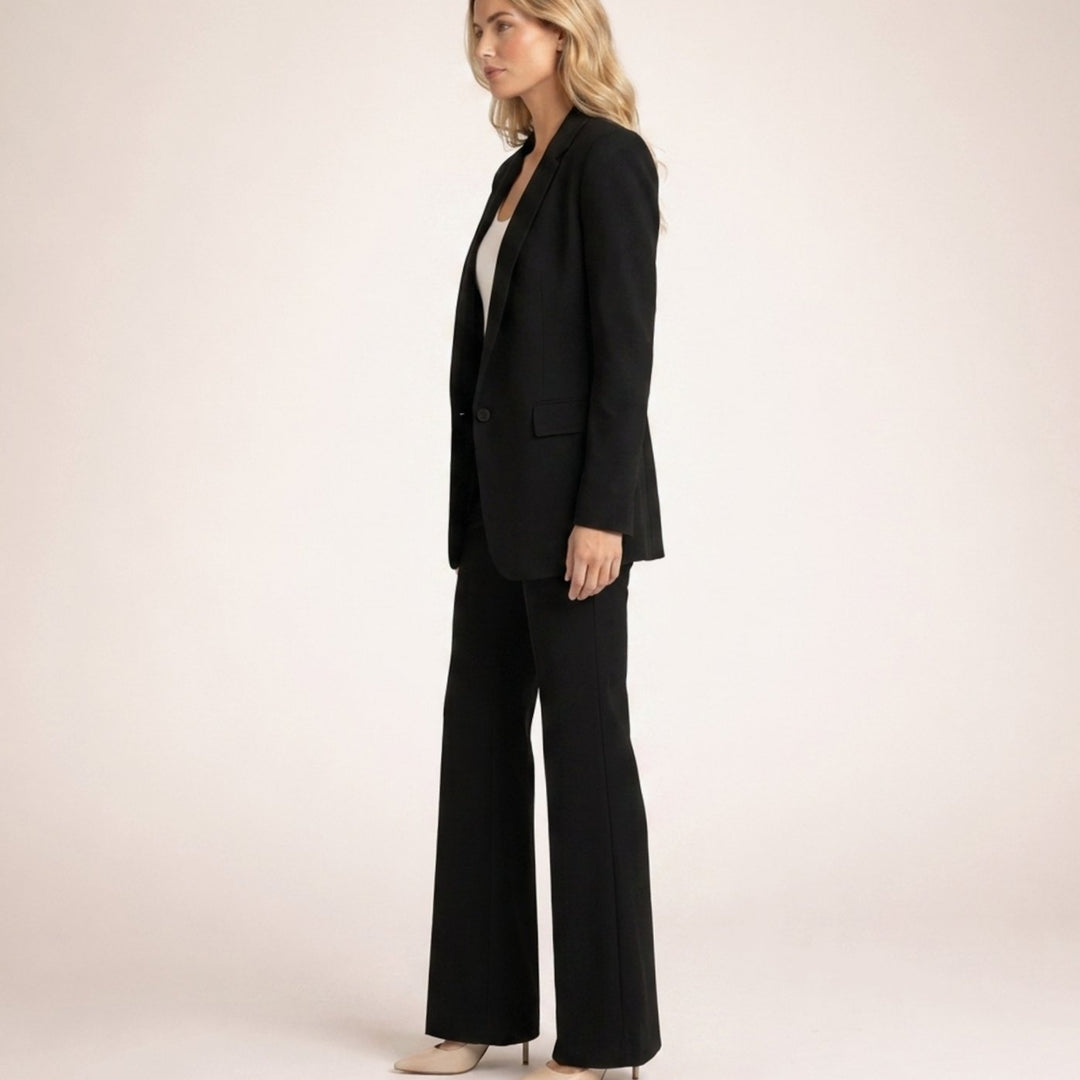 Women's Tailored Wide-Leg Flare Pant Blazer Two-Piece Suit