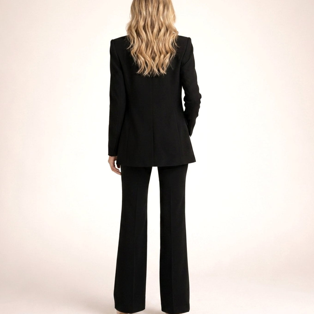 Women's Tailored Wide-Leg Flare Pant Blazer Two-Piece Suit