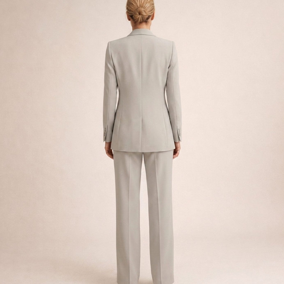 Women's Tailored Wide-Leg Flare Pant Blazer Two-Piece Suit