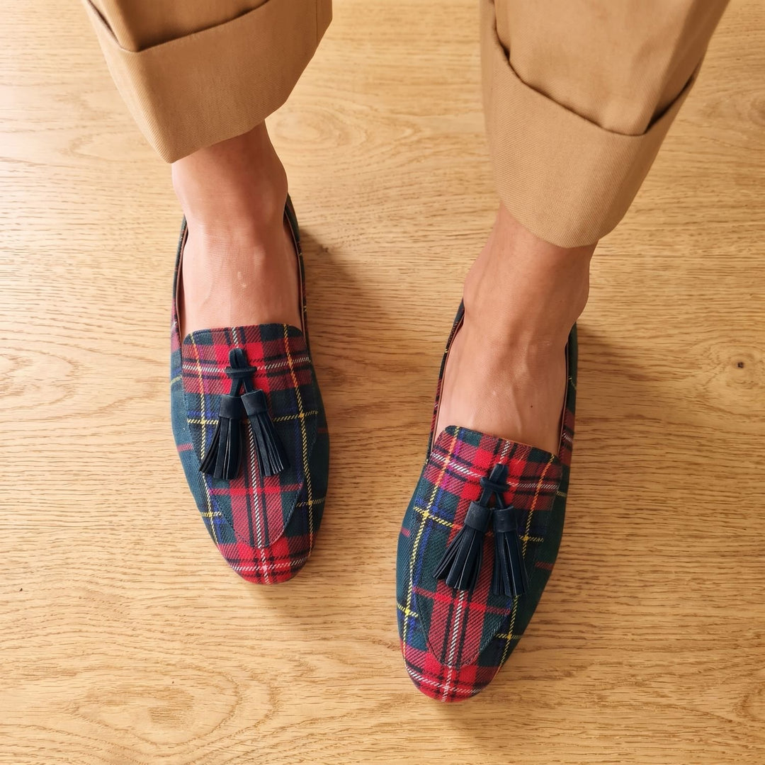 Women's Tartan Tassel Slip-On Loafer Flats