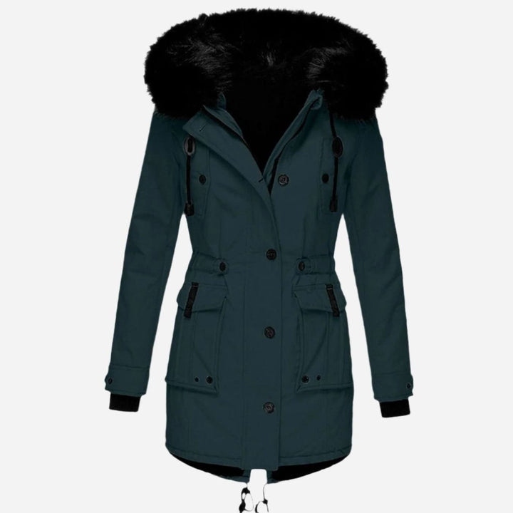 Women's Thick Hooded Faux Fur Trim Winter Parka Coat