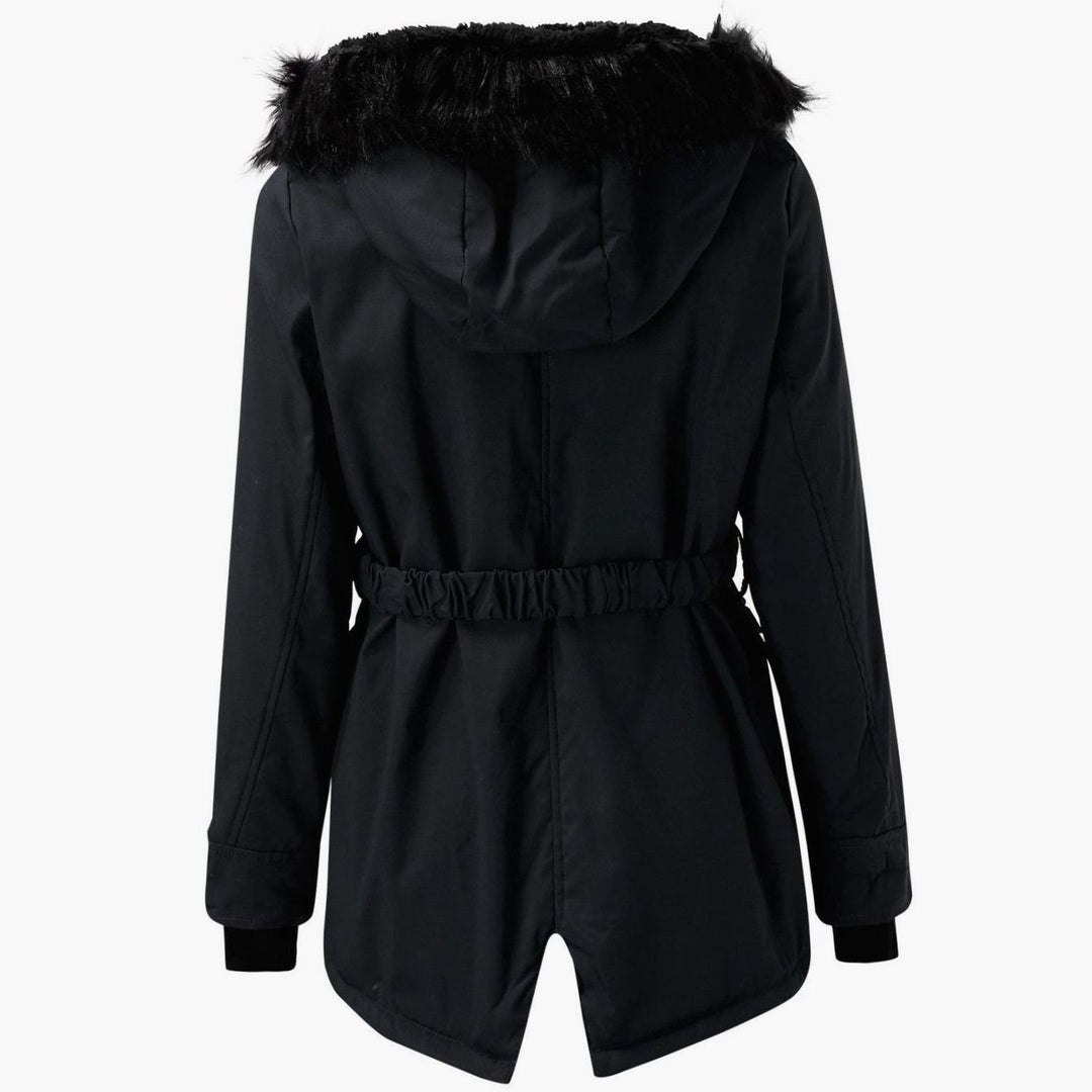 Women's Thick Hooded Faux Fur Trim Winter Parka Coat