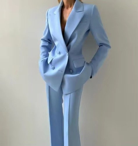 Women's Three-Piece High-Waist Flare Blazer Set Corset Top