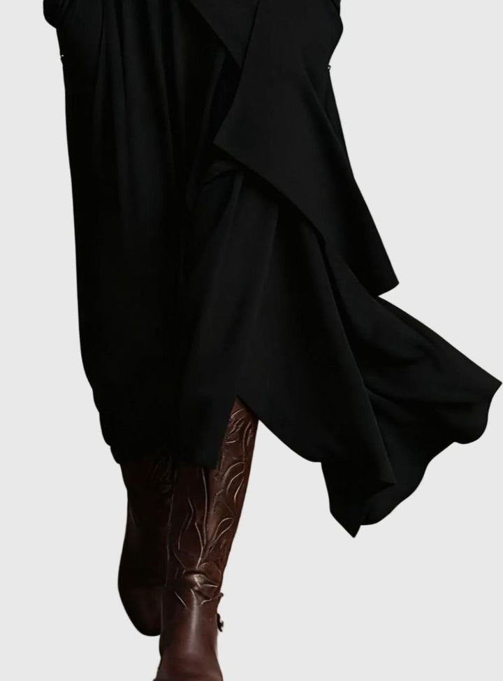 Women's Turtleneck Long Sleeve Asymmetric Maxi Dress