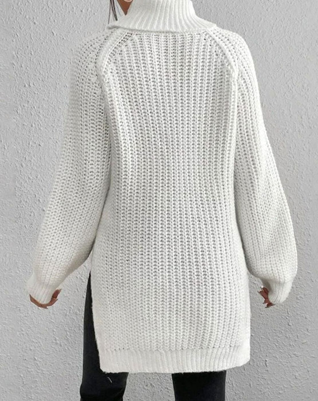 Women's Turtleneck Ribbed Knit Sweater Relaxed-Fit Long-Sleeve Pullover