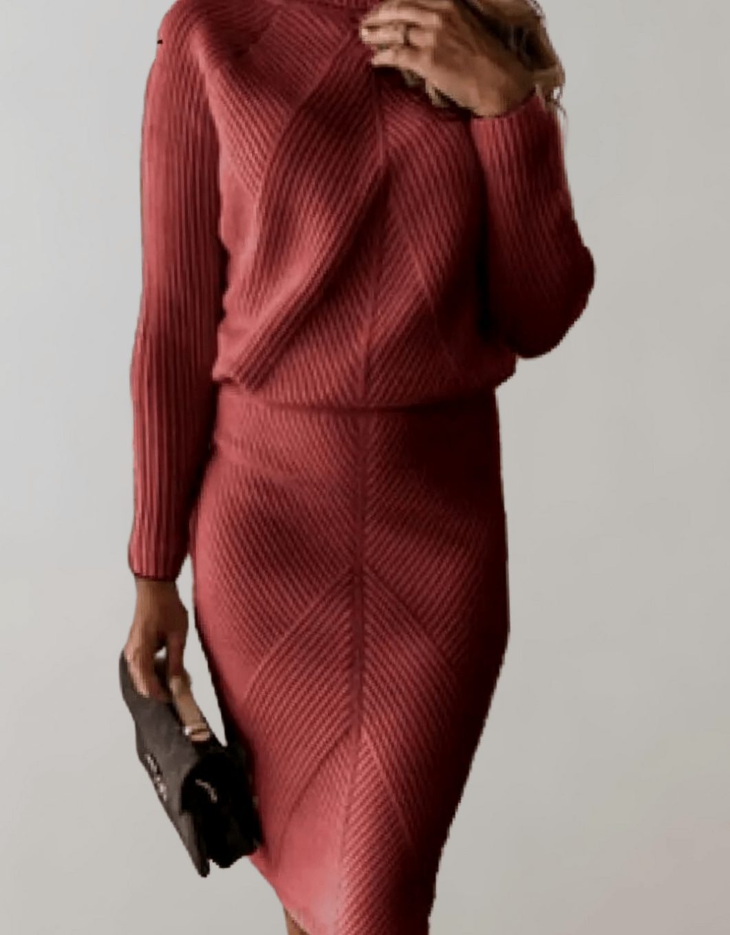 Women's Two-Piece Knit Turtleneck Sweater Midi Skirt Set