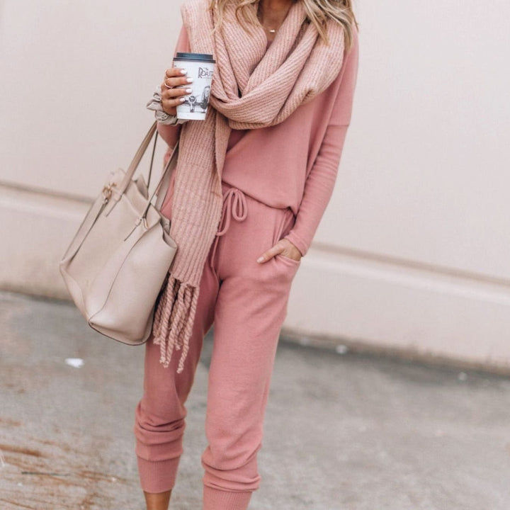 Women's Two-Piece Long-Sleeve Drawstring Jogger Loungewear Sets