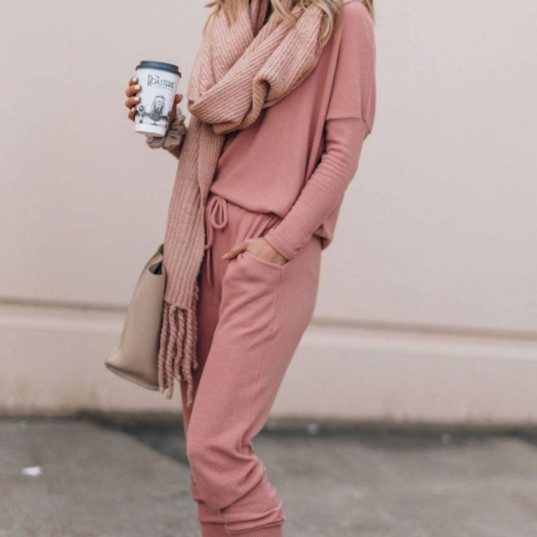 Women's Two-Piece Long-Sleeve Drawstring Jogger Loungewear Sets